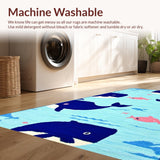 Ultra Soft Area Rug, Non Slip, Stain Resistant, Washable Area Rugs for Living Room, Bedroom, Joyful Underwater Adventure Pattern(Blue)