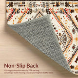 Ultra Soft Area Rug, Non Slip, Stain Resistant, Washable Area Rugs for Living Room, Bedroom, Rustic Boho with Layered Tribal Diamonds and Beige Highlights(Beige)