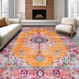 Ultra Soft Area Rug, Non Slip, Stain Resistant, Washable Area Rugs for Living Room, Bedroom, Chic Distressed Abstract Composition(Orange)