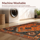 Ultra Soft Area Rug, Non Slip, Stain Resistant, Washable Area Rugs for Living Room, Bedroom, Artistic Floral Geometric Fusion(Red)