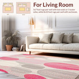 Ultra Soft Area Rug, Non Slip, Stain Resistant, Washable Area Rugs for Living Room, Bedroom, Tilos Spotted Dot Shag Area Abstract(Pink)