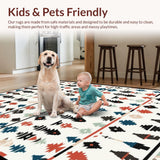 Ultra Soft Area Rug, Non Slip, Stain Resistant, Washable Area Rugs for Living Room, Bedroom, Rustic Tasseled Graphic Pattern(Red)