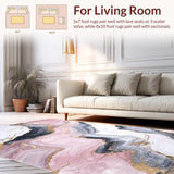 Ultra Soft Area Rug, Non Slip, Stain Resistant, Washable Area Rugs for Living Room, Bedroom, Modern Marble Texture with Subtle Hues(Pink)