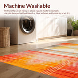 Ultra Soft Area Rug, Non Slip, Stain Resistant, Washable Area Rugs for Living Room, Bedroom, Vibrant Abstract Rainbow Motif(Orange)