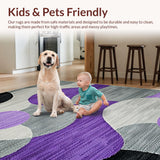 Ultra Soft Area Rug, Non Slip, Stain Resistant, Washable Area Rugs for Living Room, Bedroom, Sophisticated Grey and Purple Fusion(Purple)