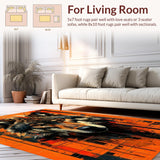 Ultra Soft Area Rug, Non Slip, Stain Resistant, Washable Area Rugs for Living Room, Bedroom, Vivid Warm Tones Animal Print(Orange)