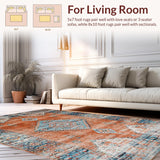 Ultra Soft Area Rug, Non Slip, Stain Resistant, Washable Area Rugs for Living Room, Bedroom, Stylish Modern Ethnic Patterns(Orange)