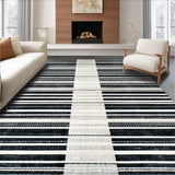 Ultra Soft Area Rug, Non Slip, Stain Resistant, Washable Area Rugs for Living Room, Bedroom, Graphic Stripe Accent Rug with Dynamic Linework and Contemporary Contrast(Black)