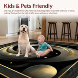 Ultra Soft Area Rug, Non Slip, Stain Resistant, Washable Area Rugs for Living Room, Bedroom, Dynamic Abstract Visual Rhythm(Gold)