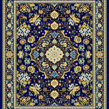Ultra Soft Area Rug, Non Slip, Stain Resistant, Washable Area Rugs for Living Room, Bedroom, Intricate Woven Area Featuring Complex Design and Gold Accents(Blue)