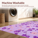 Ultra Soft Area Rug, Non Slip, Stain Resistant, Washable Area Rugs for Living Room, Bedroom, Delicate Circular Nature Theme(Purple)
