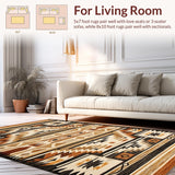Ultra Soft Area Rug, Non Slip, Stain Resistant, Washable Area Rugs for Living Room, Bedroom, Luxurious Warm Geometric Aesthetics(Brown)