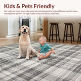 Ultra Soft Area Rug, Non Slip, Stain Resistant, Washable Area Rugs for Living Room, Bedroom, Stylish Subtle Geometric Layers(Gray)