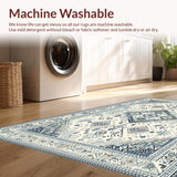 Ultra Soft Area Rug, Non Slip, Stain Resistant, Washable Area Rugs for Living Room, Bedroom, Rustic Gray Tiled Motif(Beige)