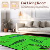Ultra Soft Area Rug, Non Slip, Stain Resistant, Washable Area Rugs for Living Room, Bedroom, Artistic Textured Animal Shape(Green)