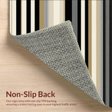 Ultra Soft Area Rug, Non Slip, Stain Resistant, Washable Area Rugs for Living Room, Bedroom, Contemporary Stripe Area Midnight Collection(Black)