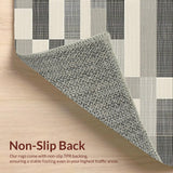 Ultra Soft Area Rug, Non Slip, Stain Resistant, Washable Area Rugs for Living Room, Bedroom, Contemporary Flatweave Lattice Style(Gray)