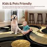 Ultra Soft Area Rug, Non Slip, Stain Resistant, Washable Area Rugs for Living Room, Bedroom, Bold Dynamic Symmetrical Style(Gold)