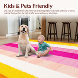 Ultra Soft Area Rug, Non Slip, Stain Resistant, Washable Area Rugs for Living Room, Bedroom, Whimsical Colorful Rainbow Motif(Yellow)