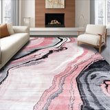 Ultra Soft Area Rug, Non Slip, Stain Resistant, Washable Area Rugs for Living Room, Bedroom, Artistic Marble-Inspired Decorative Piece(Pink)