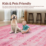 Ultra Soft Area Rug, Non Slip, Stain Resistant, Washable Area Rugs for Living Room, Bedroom, Cute Modern Love Emblem(Pink)