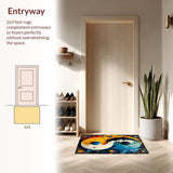 Ultra Soft Area Rug, Non Slip, Stain Resistant, Washable Area Rugs for Living Room, Bedroom, Colorful Yin Yang Bedroom Non-Slip Floor Mat(Black)