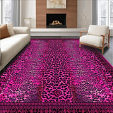 Ultra Soft Area Rug, Non Slip, Stain Resistant, Washable Area Rugs for Living Room, Bedroom, Artistic Leopard Print with Linear Elements(Pink)