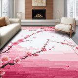 Ultra Soft Area Rug, Non Slip, Stain Resistant, Washable Area Rugs for Living Room, Bedroom, Delicate Blossom Patterned Elegance(Pink)