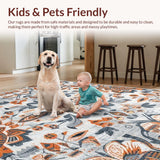 Ultra Soft Area Rug, Non Slip, Stain Resistant, Washable Area Rugs for Living Room, Bedroom, Contemporary Artsy Floral Arrangement(Gray)
