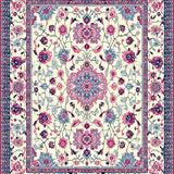Ultra Soft Area Rug, Non Slip, Stain Resistant, Washable Area Rugs for Living Room, Bedroom, Sophisticated Colorful Blossom Pattern(Ivory)