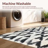 Ultra Soft Area Rug, Non Slip, Stain Resistant, Washable Area Rugs for Living Room, Bedroom, Ebony & Ivory Lattice Weave Rug Chic Doormat Flair(Gray)