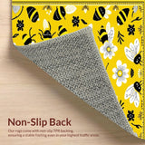 Ultra Soft Area Rug, Non Slip, Stain Resistant, Washable Area Rugs for Living Room, Bedroom, Contemporary Bee Theme Accent Piece(Yellow)