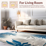 Ultra Soft Area Rug, Non Slip, Stain Resistant, Washable Area Rugs for Living Room, Bedroom, Nova Collection Blue Grey Beige Coastal Accent Area Rug(Blue)