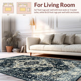 Ultra Soft Area Rug, Non Slip, Stain Resistant, Washable Area Rugs for Living Room, Bedroom, Modern Ogee Pattern with Contrast(Gray)