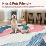 Ultra Soft Area Rug, Non Slip, Stain Resistant, Washable Area Rugs for Living Room, Bedroom, Elegant Fluid Color Blend Pattern(Blue)