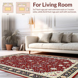 Ultra Soft Area Rug, Non Slip, Stain Resistant, Washable Area Rugs for Living Room, Bedroom, Whimsical Red Ivory Tiled Layout(Red)