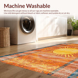 Ultra Soft Area Rug, Non Slip, Stain Resistant, Washable Area Rugs for Living Room, Bedroom, Sophisticated Abstract Warmth Design(Orange)