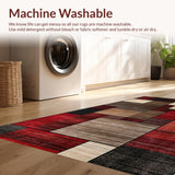 Ultra Soft Area Rug, Non Slip, Stain Resistant, Washable Area Rugs for Living Room, Bedroom, Harvest-Inspired Abstract Warm Tones(Red)