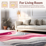 Ultra Soft Area Rug, Non Slip, Stain Resistant, Washable Area Rugs for Living Room, Bedroom, Chic Pink Gray Visual Harmony(Pink)