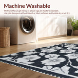 Ultra Soft Area Rug, Non Slip, Stain Resistant, Washable Area Rugs for Living Room, Bedroom, Farmhouse Grey Patio Rug for Pool Decks(Black)