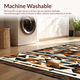 Ultra Soft Area Rug, Non Slip, Stain Resistant, Washable Area Rugs for Living Room, Bedroom, Earthy Toned Tribal Aesthetic(Brown)