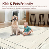 Ultra Soft Area Rug, Non Slip, Stain Resistant, Washable Area Rugs for Living Room, Bedroom, Stylish Linear Cream Trellis Motif(Beige)