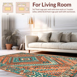 Ultra Soft Area Rug, Non Slip, Stain Resistant, Washable Area Rugs for Living Room, Bedroom, Stylish Abstract Ethnic Design(Orange)