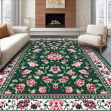 Ultra Soft Area Rug, Non Slip, Stain Resistant, Washable Area Rugs for Living Room, Bedroom, Whimsical Floral Abstract Aesthetic(Green)