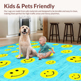 Ultra Soft Area Rug, Non Slip, Stain Resistant, Washable Area Rugs for Living Room, Bedroom, Vibrant Educational Whimsical Design(Blue)