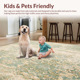 Beige Green Vintage Design Easy Clean Durable Non Shed(Beige)