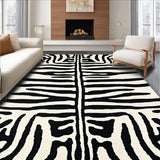 Ultra Soft Area Rug, Non Slip, Stain Resistant, Washable Area Rugs for Living Room, Bedroom, Ivory Black Zebra Print Hallway Runner Rug Non-Shedding(White)