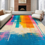 Ultra Soft Area Rug, Non Slip, Stain Resistant, Washable Area Rugs for Living Room, Bedroom, Whimsical Colorful Fluid Composition(Blue)