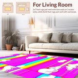 Ultra Soft Area Rug, Non Slip, Stain Resistant, Washable Area Rugs for Living Room, Bedroom, Bright Furry Artistic Expressions(Pink)