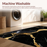 Ultra Soft Area Rug, Non Slip, Stain Resistant, Washable Area Rugs for Living Room, Bedroom, Marble Pattern Bedroom Area Rug Non-Shedding(Black)
